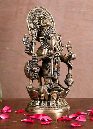 Brass Shubha Drishti Ganesha Idol (9 Inch)