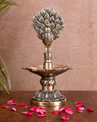 Brass Majestic Peacock Diya/Lamp (11 Inch)