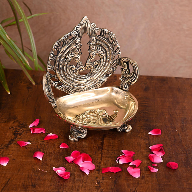 Brass Ethnic Hand carved Diya (7 Inch)