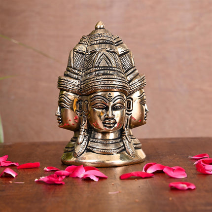Brass Shiva Four Face Mukhlingam Idol (5 Inch)