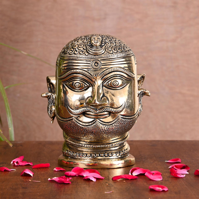 Brass Shiva Mukhlingam Head Idol (6.5 Inch)