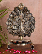 Brass Majestic Peacock Diya/Lamp With Bell (14.5 Inch)
