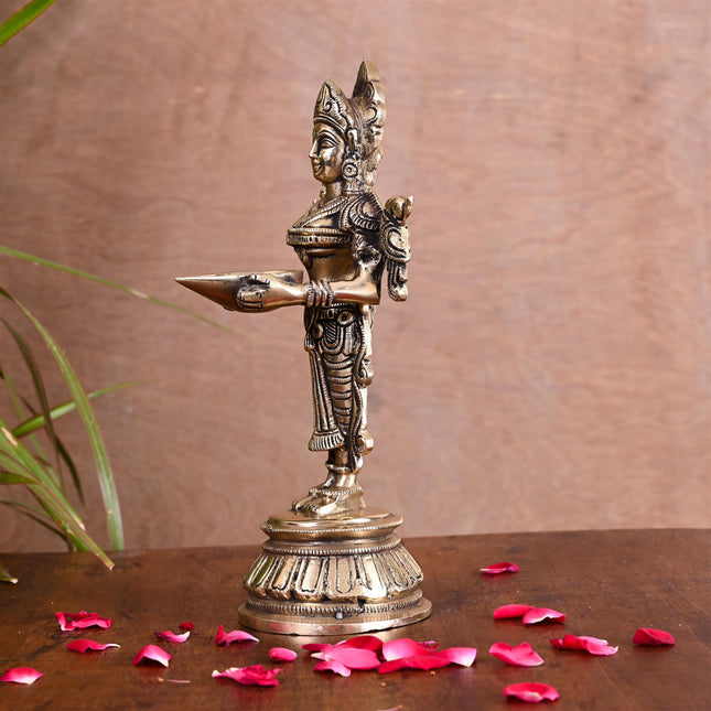 Brass Deep Lakshmi Idol (9.2 Inch)