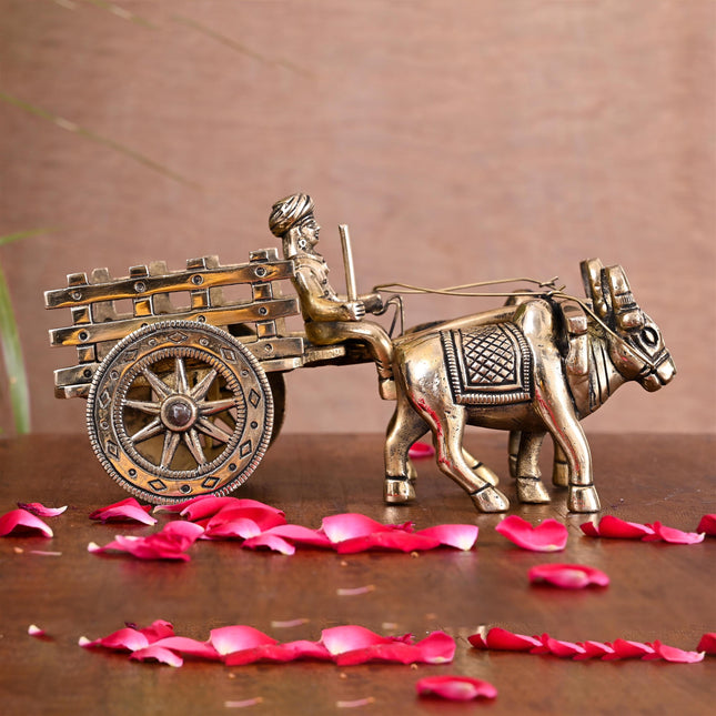 Brass Double Bullock Cart (4 Inch)