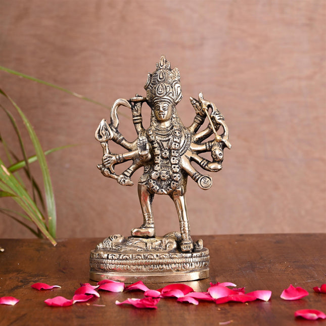 Brass Goddess Kali Idol (6.5 Inch)