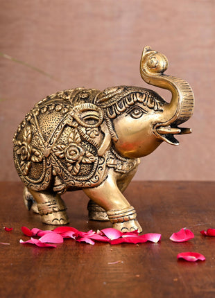 Brass Royal Elephant Statue Home Accent (5.5 Inch)