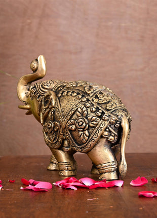 Brass Royal Elephant Statue Home Accent (5.5 Inch)