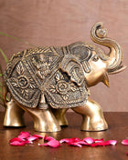Brass Royal Elephant Statue Home Accent (6.5 Inch)