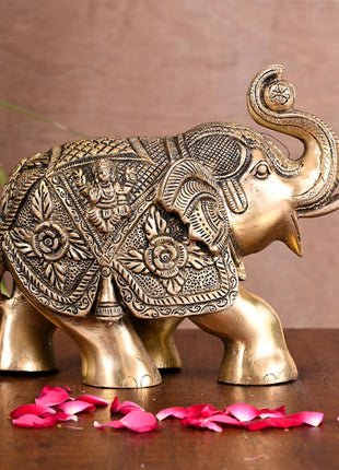 Brass Royal Elephant Statue Home Accent (6.5 Inch)