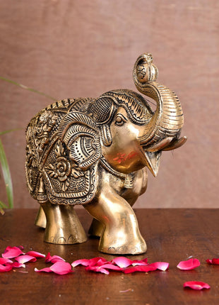 Brass Royal Elephant Statue Home Accent (6.5 Inch)