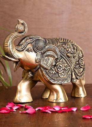 Brass Royal Elephant Statue Home Accent (6.5 Inch)