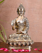 Brass Handcarved Blessing Buddha (10.5 Inch)