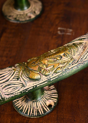 Brass Ganesha Door Handle Pair (10.5 Inch)