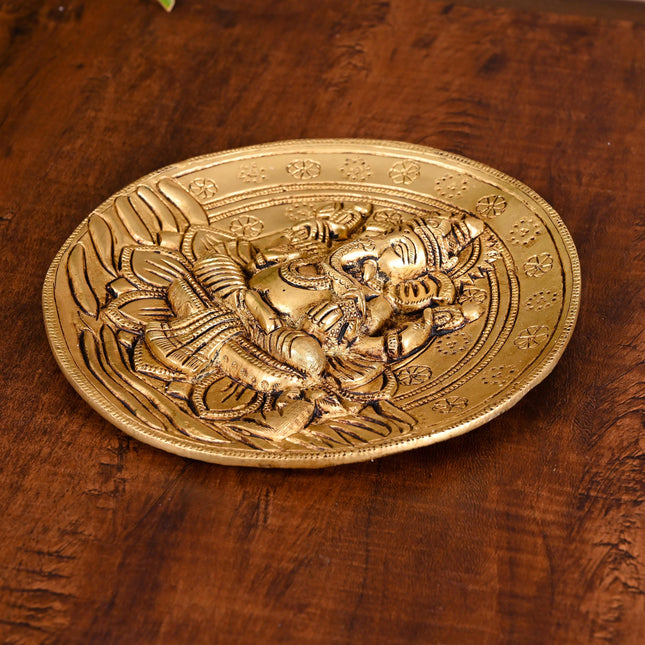 Brass Ganesha Wall Hanging Plate (7 Inch)