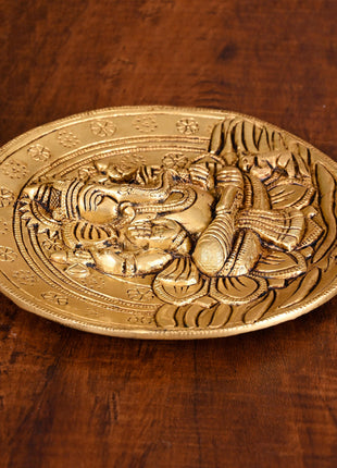 Brass Ganesha Wall Hanging Plate (7 Inch)