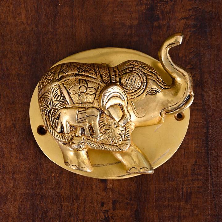 Brass Elephant Door Knocker (4 Inch) Vedansh Craft