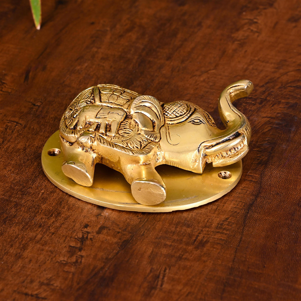 Brass Elephant Door Knocker (4 Inch) Vedansh Craft