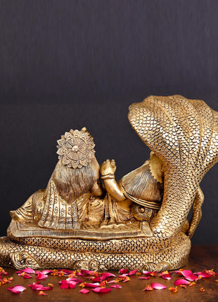 Brass Vishnu Lakshmi On Sheshnag Idol (9.5 Inch)