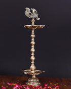 Brass 10 Petal Peacock Long Lamp (17 Inch)