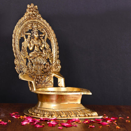 Brass Lakshmi Vilaku Diya/Lamp (13 Inch)