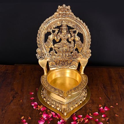 Brass Lakshmi Vilaku Diya/Lamp (13 Inch)