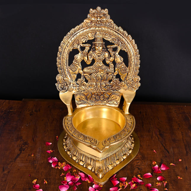 Brass Lakshmi Vilaku Diya/Lamp (13 Inch)