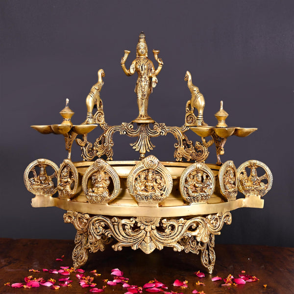 Brass Traditional Ashtalakshmi Urli (16 Inch)