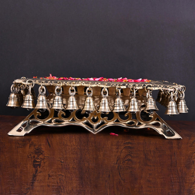 Brass Chowki With 40 Hanging Bells (5 Inch)