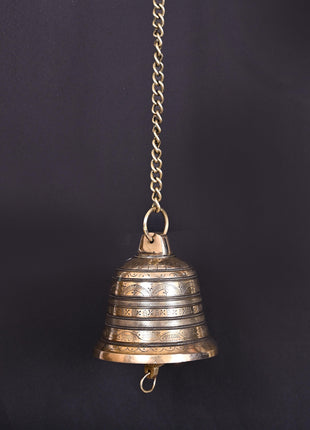 Brass Hand-Carved Wall Hanging Temple Bell (26 Inch)