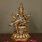 Brass Goddess Saraswati Idol (14.5