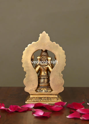 Brass Superfine Ganesha On Throne Idol (5.8 Inch)