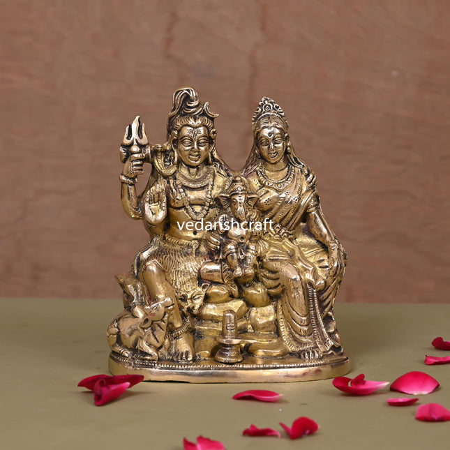 Brass Shiva Family Statue (6")
