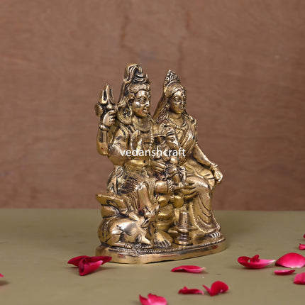 Brass Shiva Family Statue (6")