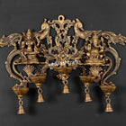 Brass Lakshmi Ganesha Wall Hanging With 5 Diya And Bells (18.5 Inch)