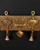 Brass Shankh, Chakra, Namah Hanging With Diya And Bell (7.8 Inch)