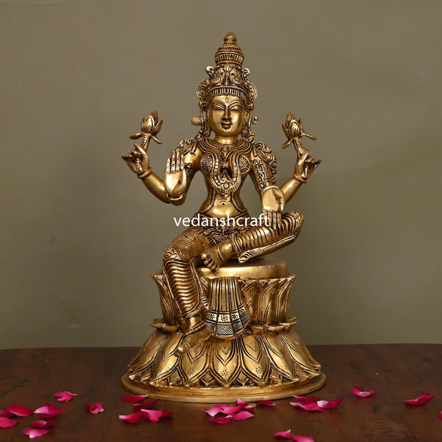 Brass Superfine Goddess Lakshmi Idol (14.5 Inch)