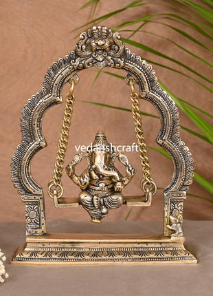 Brass Ganesha On Swing/Jhula (9.5 Inch)