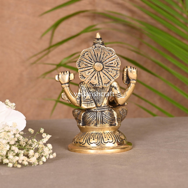 Brass Goddess Saraswati Idol (4.5 Inch)