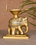 Brass Elephant Standing Diya (5.5 Inch)