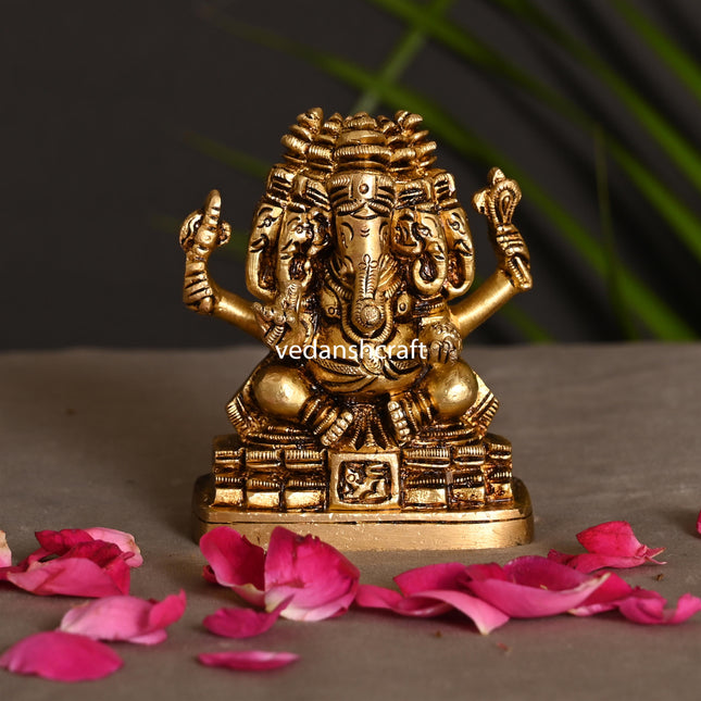 BRASS PANCHMUKHI GANESHA IDOL(3.5 INCH)