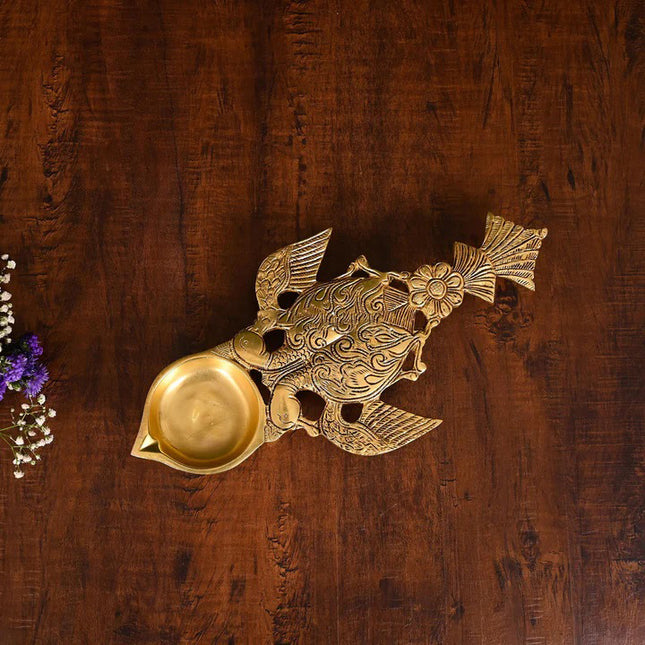 Brass Peacock Pooja Spoon (11 Inch)