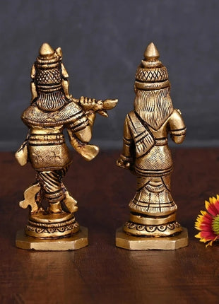 Brass Radha Krishna Idols Set (4 Inch)