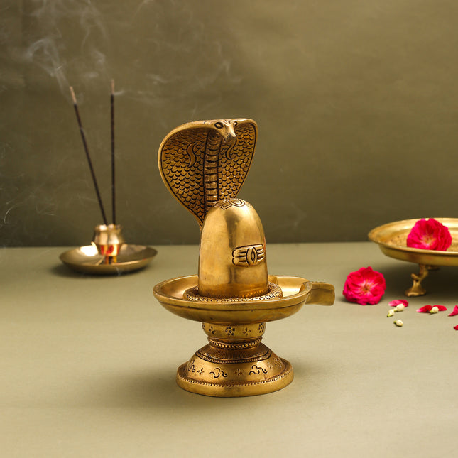 Brass Superfine Shivling/Shivlingam Idol (9 Inch)