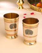 Brass Hand Painted Glass Pair (4.2 Inch)