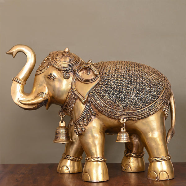 Brass Royal Elephant Statue (19 Inch)