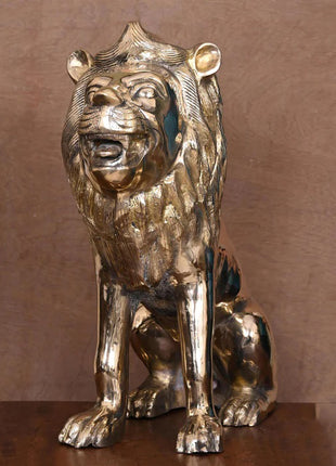 Brass Lion Statue (22 Inch)