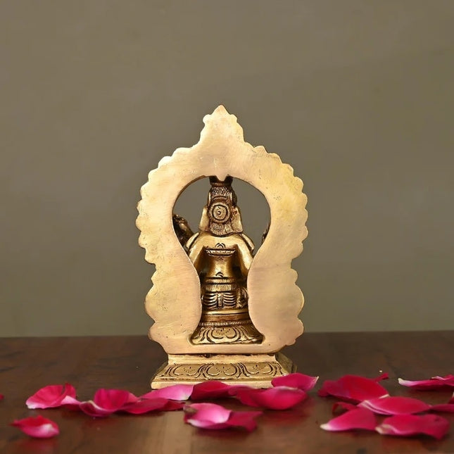 Brass Superfine Saraswati On Throne Idol (5.8 Inch)
