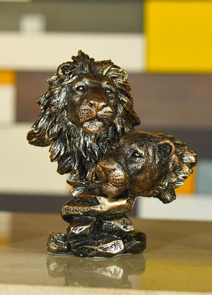 Polyresin Lion With Lioness  Head Statue Abstract Modern Decor (6.3 Inch)
