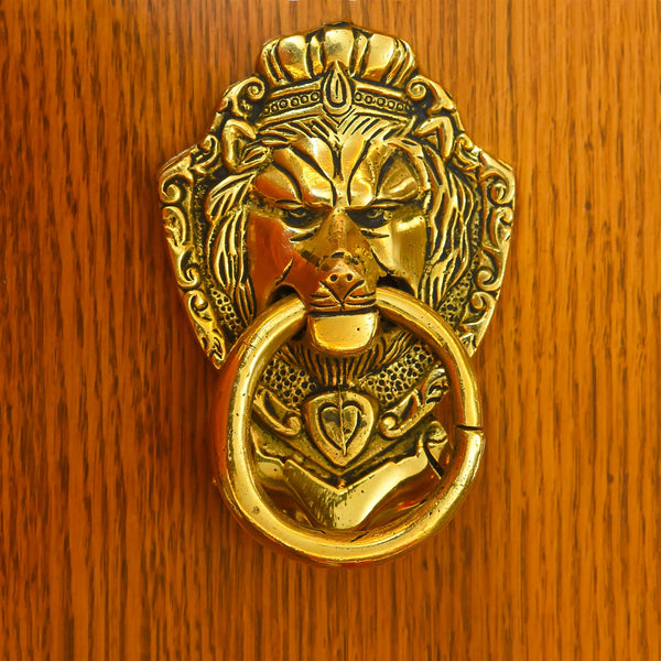 Brass Lion Face Door Knocker (5.5 Inch)