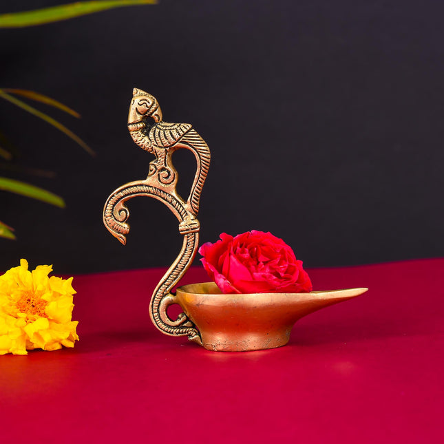 Brass Ethnic Peacock Diya (4.8 Inch)